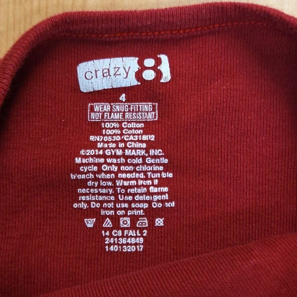 Childs Crazy 8 Santa Jammies With Extra Elf‎ Top And Hat Size 4